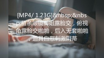 [MP4/ 1.23G]&nbsp;&nbsp;苗条眼镜御姐露脸交，俯视角露脸交啪啪，后入无套啪啪，道具自慰刺激阴蒂